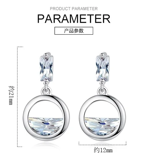 

ModaOne Geometric Round Earrings Zircon Water Drop Shaped 925 Sterling Silver Earrings For Women oorbellen