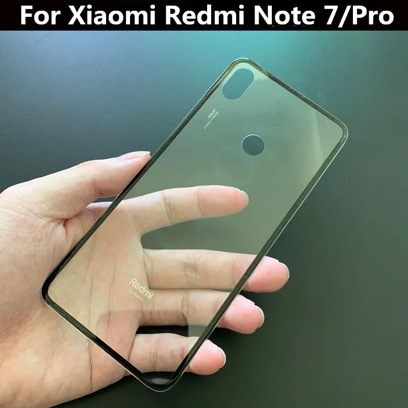 Transparent Стеклянная крышка батареи чехол запасные части для Xiaomi Redmi Note 7/Pro батарея задняя панель Крышка корпуса телефона - Цвет: Transparent