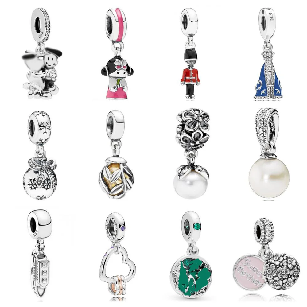

PDD DZ 37 925 Sterling Silver Spring New Charm Pendant with DIY Bracelet Necklace Jewelry Gift Carving Suitable for Women