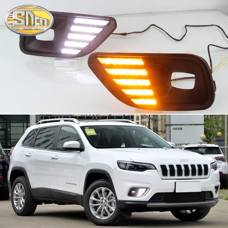 Для Jeep Compass 2017 2018 светодиодный DRL Дневной светильник Водонепроницаемый Желтый