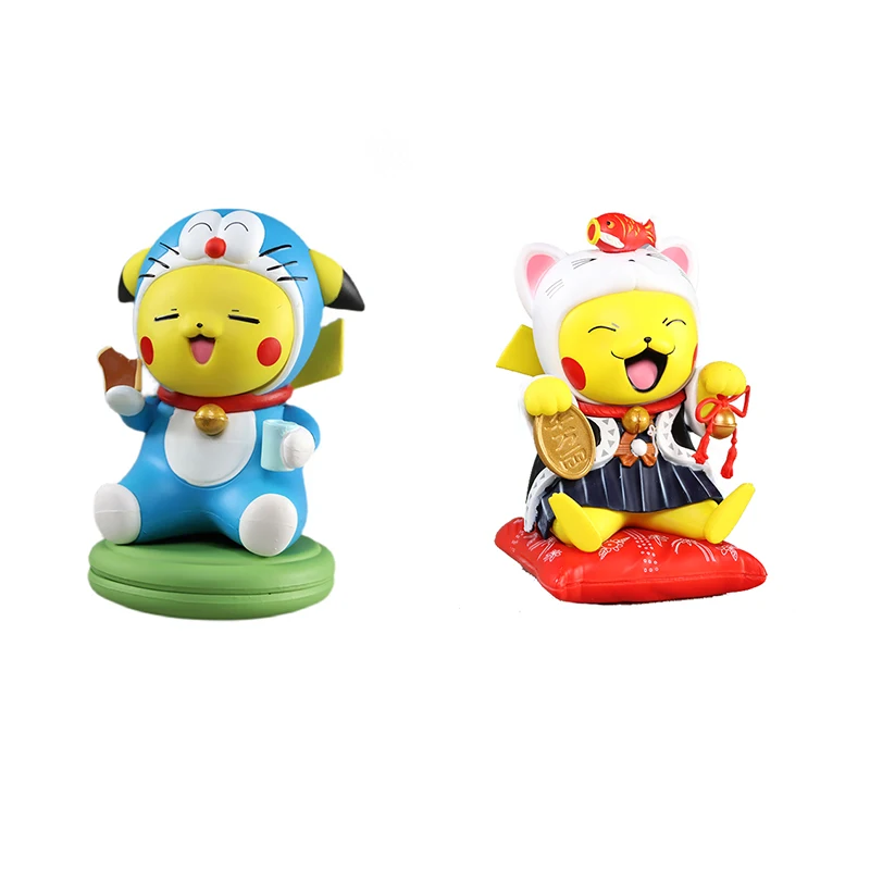 

POokemon Anime action Cosplay Doraemon lucky cat Pikachu PVC Figure Toy Doll Collection Gift 10cm