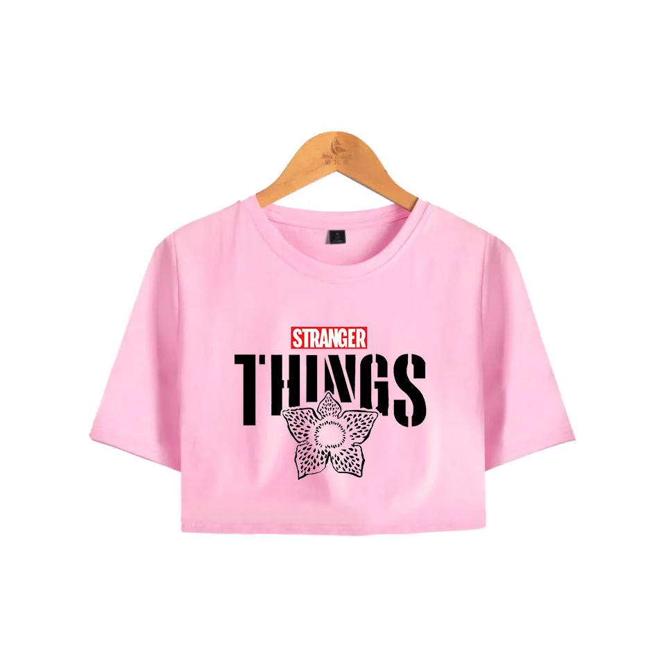 

T-shirt Girls Stranger Things Navel T-Shirts Harajuku Short Tees sexy Fashion Summer Navel Tops Stranger Things T-Shirts women