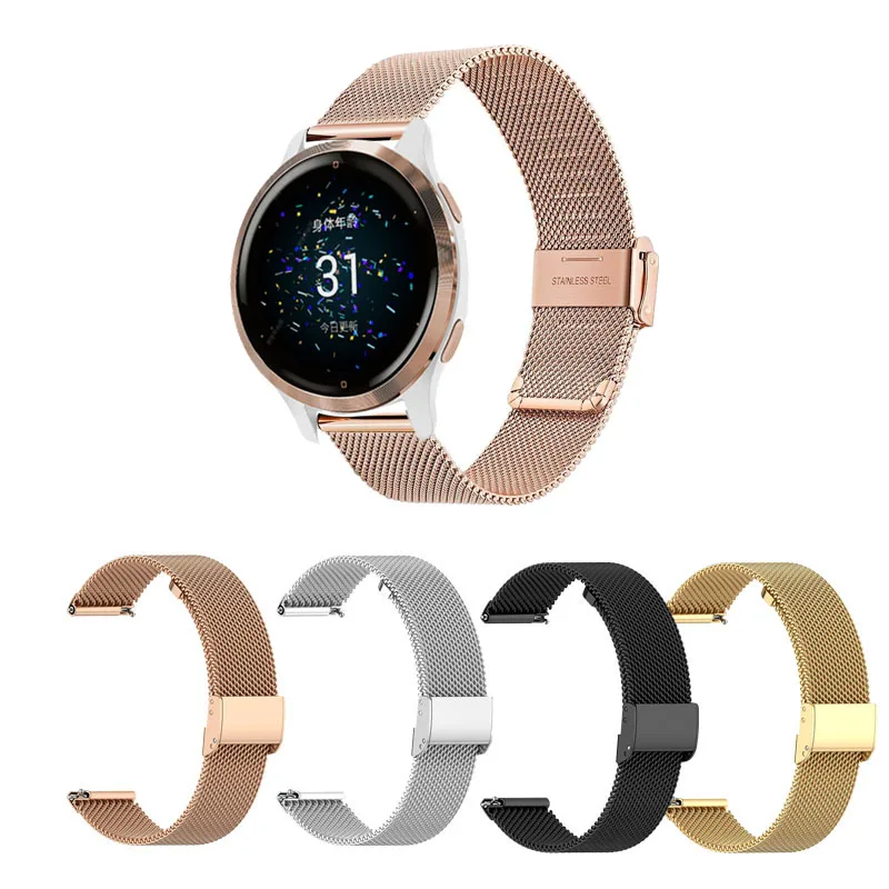 

Для смарт-часов Garmin Vivoactive 4S браслет/Вену 2S ремни/Vivomove 3S браслет Для женщин металлическая Correa 18 мм Нержавеющая сталь ремешок для часов