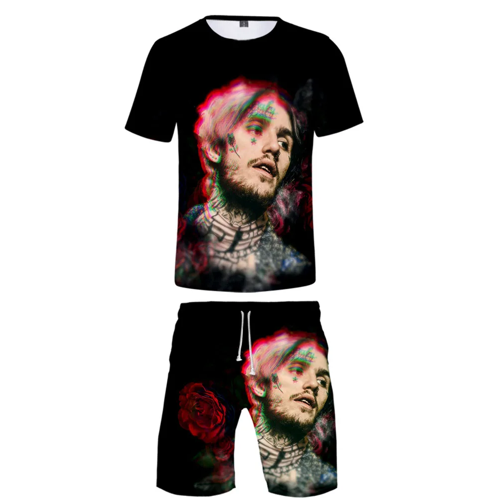 

Lil peep Never Broke Again 3D Casual Cool Man 2 Set Summer Popular Hip Hop Fashion High Street T-shirt Shirt+Short Pants Sets
