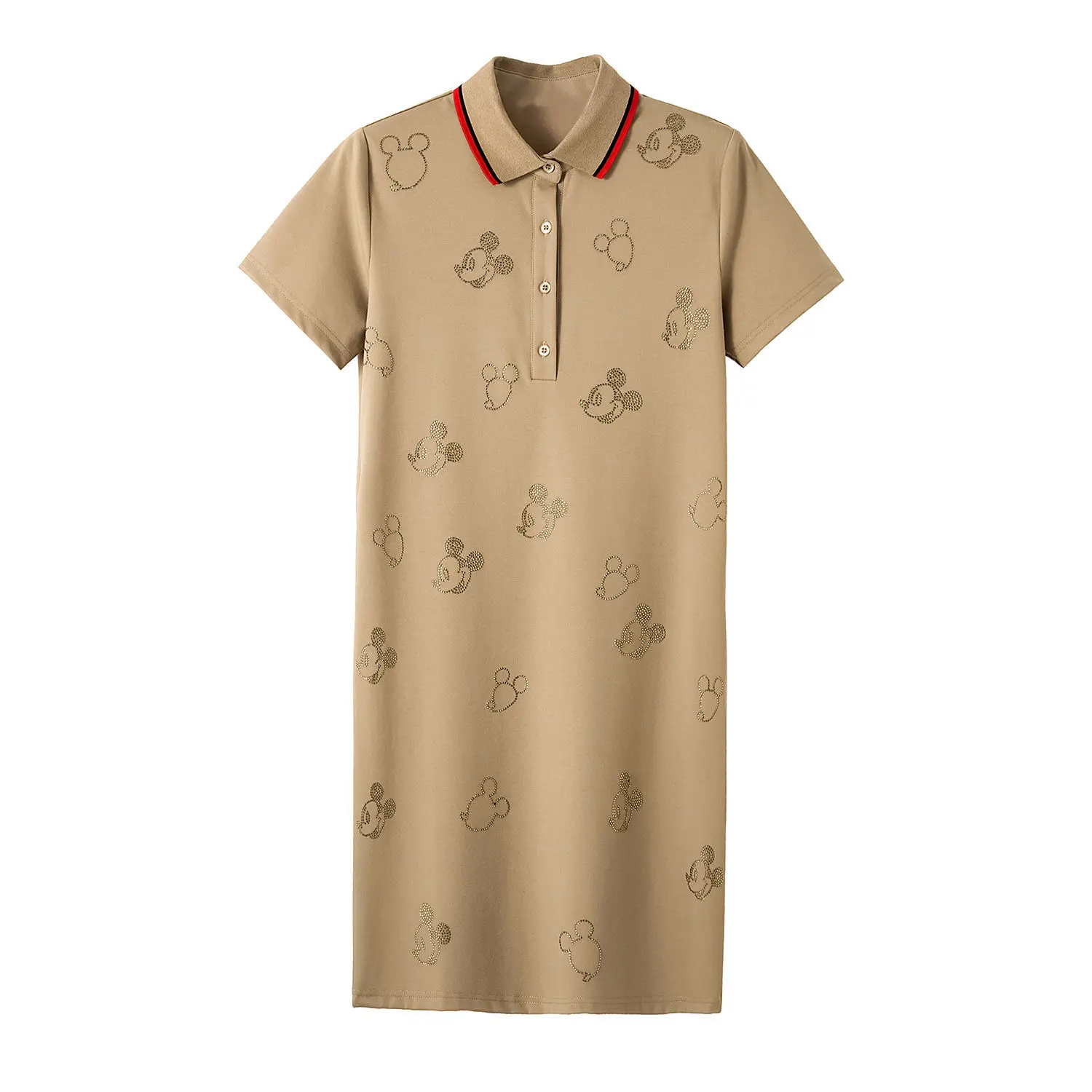 

2021 summer new short-sleeved polo collar dress mid-length slim A-line skirt