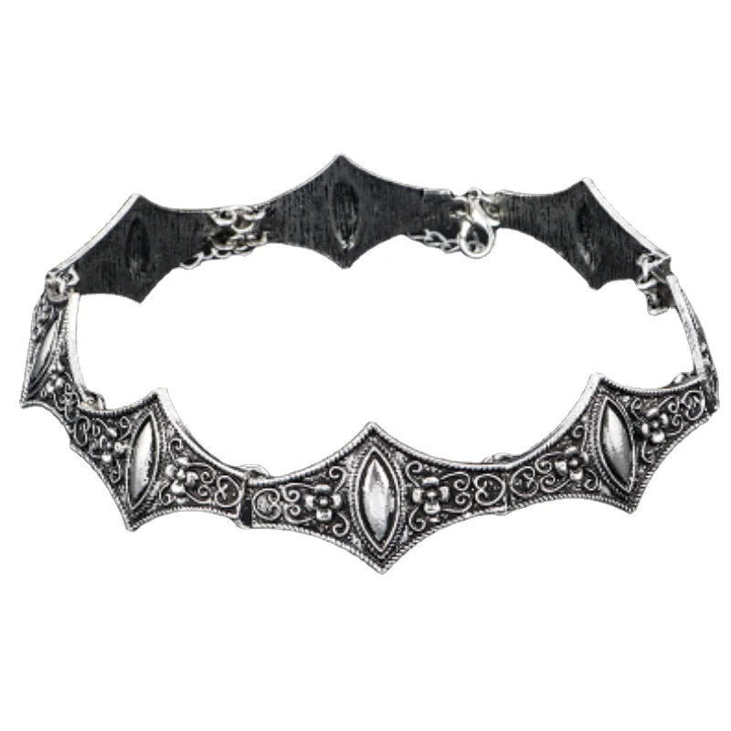 

Hesiod Antique Silver Plate Short Chokers Necklaces Vintage Metal Charm Clavicle Necklace for Women Retro Necklaces & Pendants
