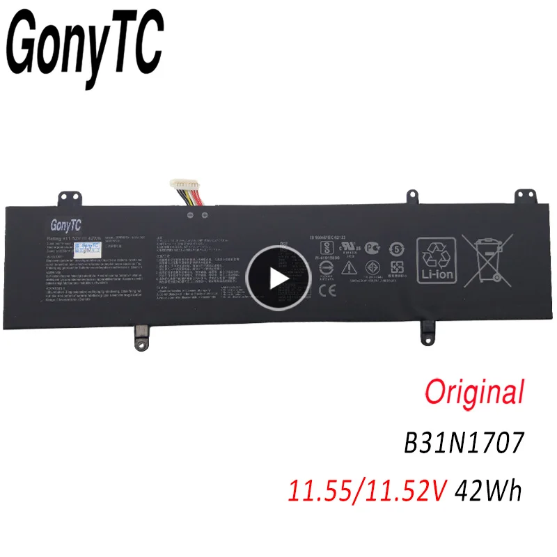 

Оригинал, GONYTC B31N1707, Аккумулятор для ноутбука ASUS X411UA F411UF P1410UF S4100V S4200U X411UN X411UQ 3ICP5/57/81 11,55 в/11,52 в