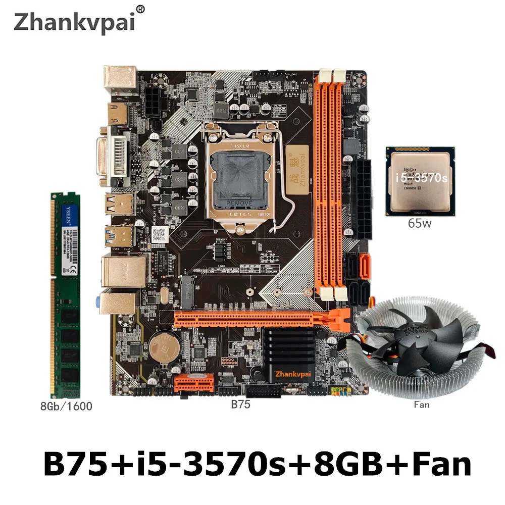 Материнская плата Zhankvpai B75 с процессором LGA1155 Core i5 3570s 8 Гб чипов памяти DDR3 радиатор