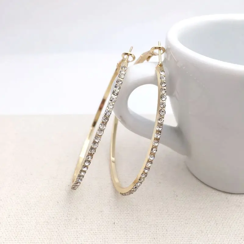 Индивидуальные серьги-кольца с кристаллами для женщин большие круглые серьги