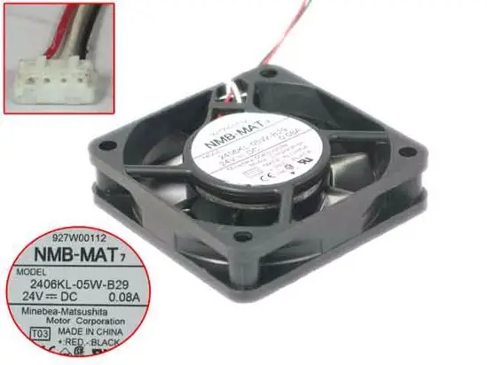 NMB-MAT 2406KL-05W-B29 T03 DC 24V 0.08A 60x60x15 мм 3-проводной Вентилятор охлаждения сервера