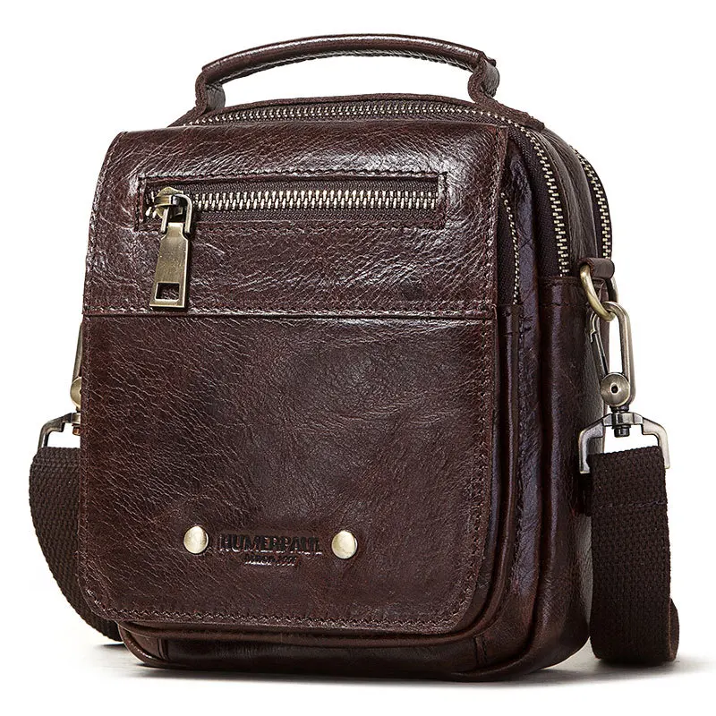 

Высококачественная Мужская кожаная сумка-мессенджер, поясная сумка из воловьей кожи с несколькими отделениями, мини-сумка для мужчин, сумк...