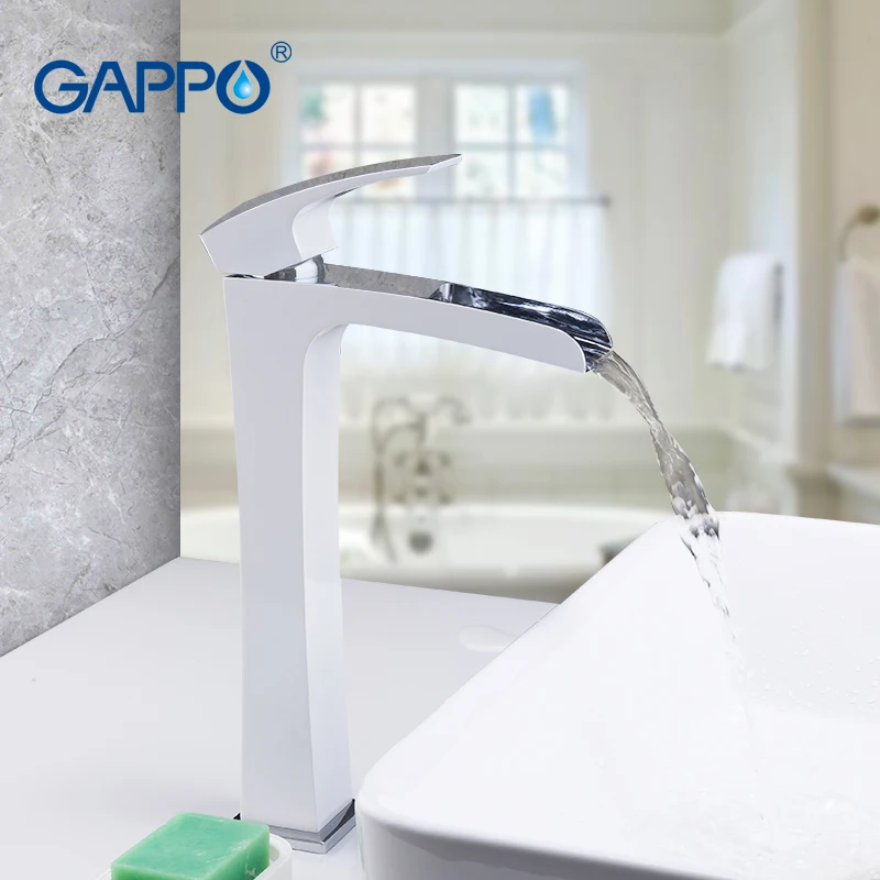 GAPPO смесители для раковины, хромированный смеситель для раковины, смеситель для ванной комнаты, водопроводный кран, водопроводный кран с одной ручкой, латунный кран torneira - Цвет: G1007-31white chrome