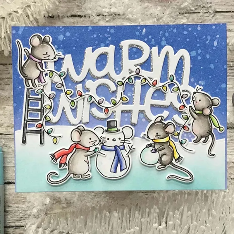 Мышь фестиваль металлический Трафаретный вырубной штамп и прозрачные наклейки