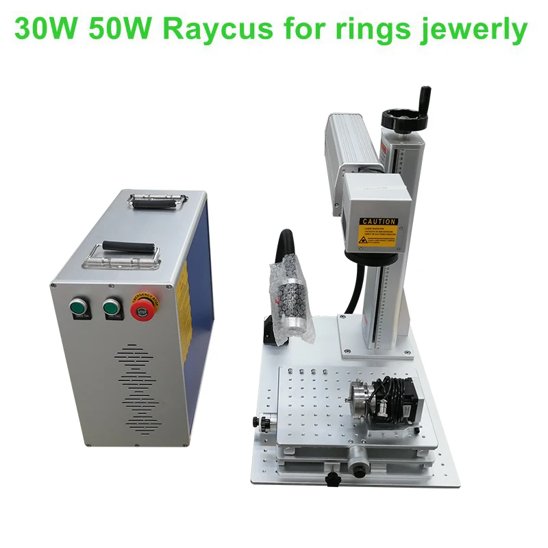 Вращающаяся ось включает в себя 30 Вт 50 волоконно-лазерный маркировочный станок