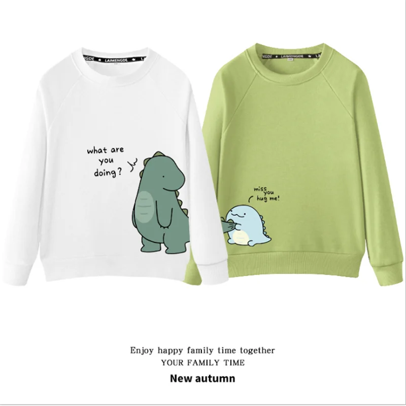 Хлопковые свитшоты для всей семьи Осенние милые топы с мультяшным принтом отца