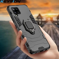 keysion shockproof armor case for samsung a42 5g ring stand bumper silicone phone back cover for galaxy s20 fe a01 core a11 a31