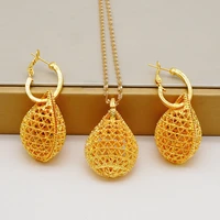 2022 ethiopian necklace earrings african jewelry sets gold color pendant necklaces earrings for women bride ornaments
