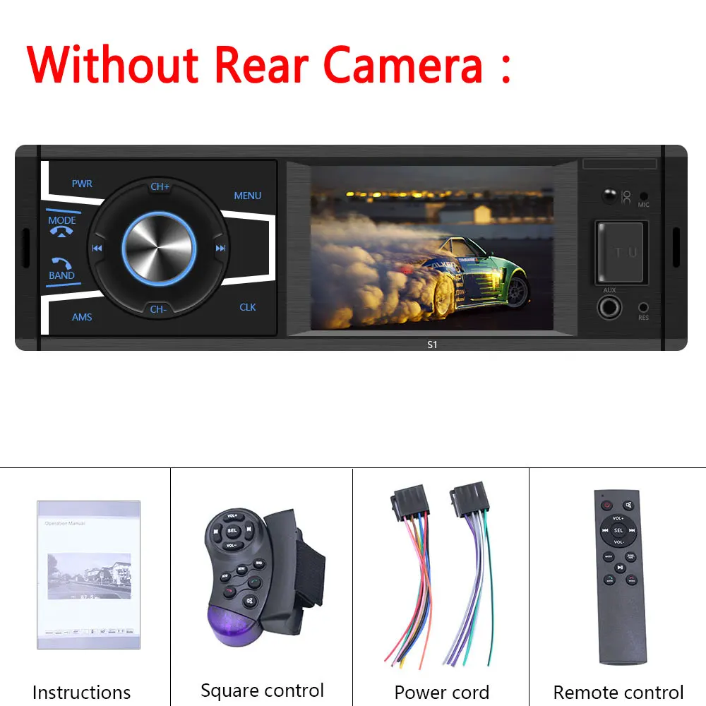 Without Rear Camera Podofo 3,2 ''TFT экран 1Din автомобильный MP5 плеер Bluetooth FM радио аудио стерео Bluetooth пульт дистанционного управления кассетный магнитофон стерео - Цвет: Without Rear Camera