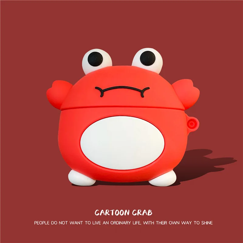 

For Airpods 1/2 Case,3D Cartoon Cute Crab Case For Airpods Case,Soft Silicone Earphone Headphone Cover For Airpods Pro Case