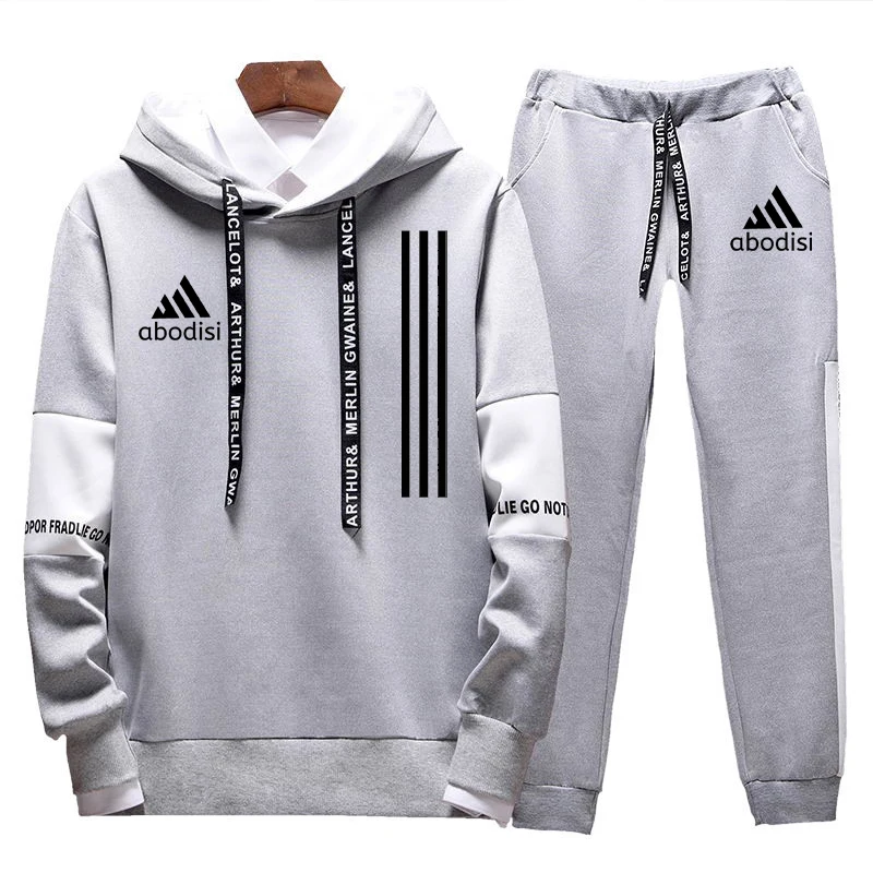 

2021 New Men's Autumn Winter Sets Fashion Hoodie+Pants Two Pieces Casual Tracksuit Male Sportswear Clothing Sweat Suit