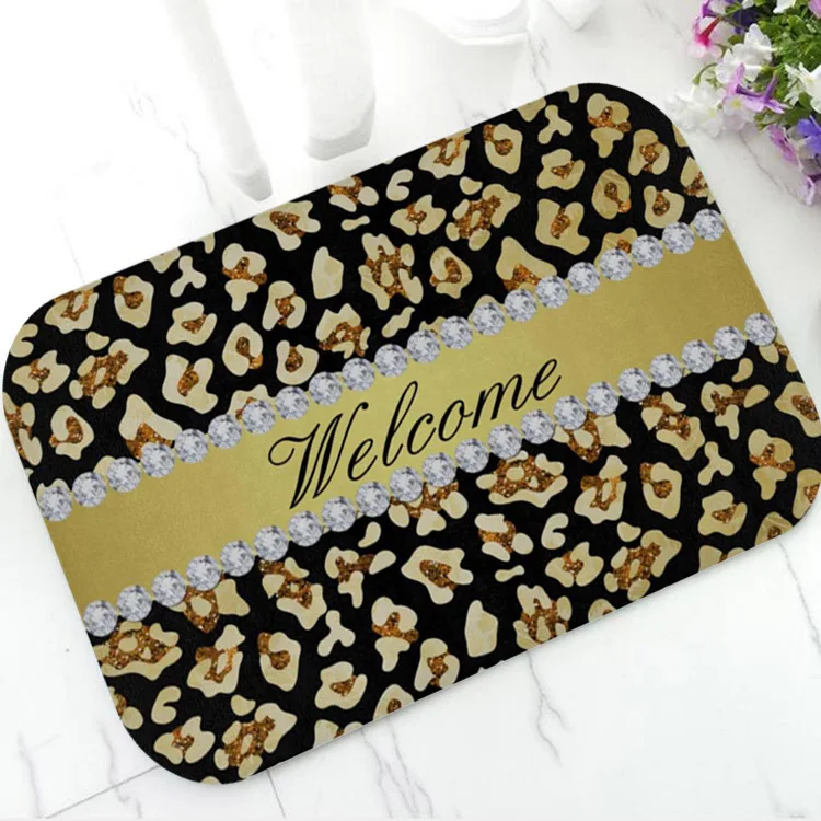 Модный ярко-розовый коврик из искусственной фольги с леопардовым принтом и