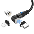 Магнитный кабель LUPWAY 3A Micro USB Type C, телефонные аксессуары, зарядка для iPhone 7 8 Plus Xr 11 Xiaomi Redmi, зарядное устройство с поворотом на 540 градусов