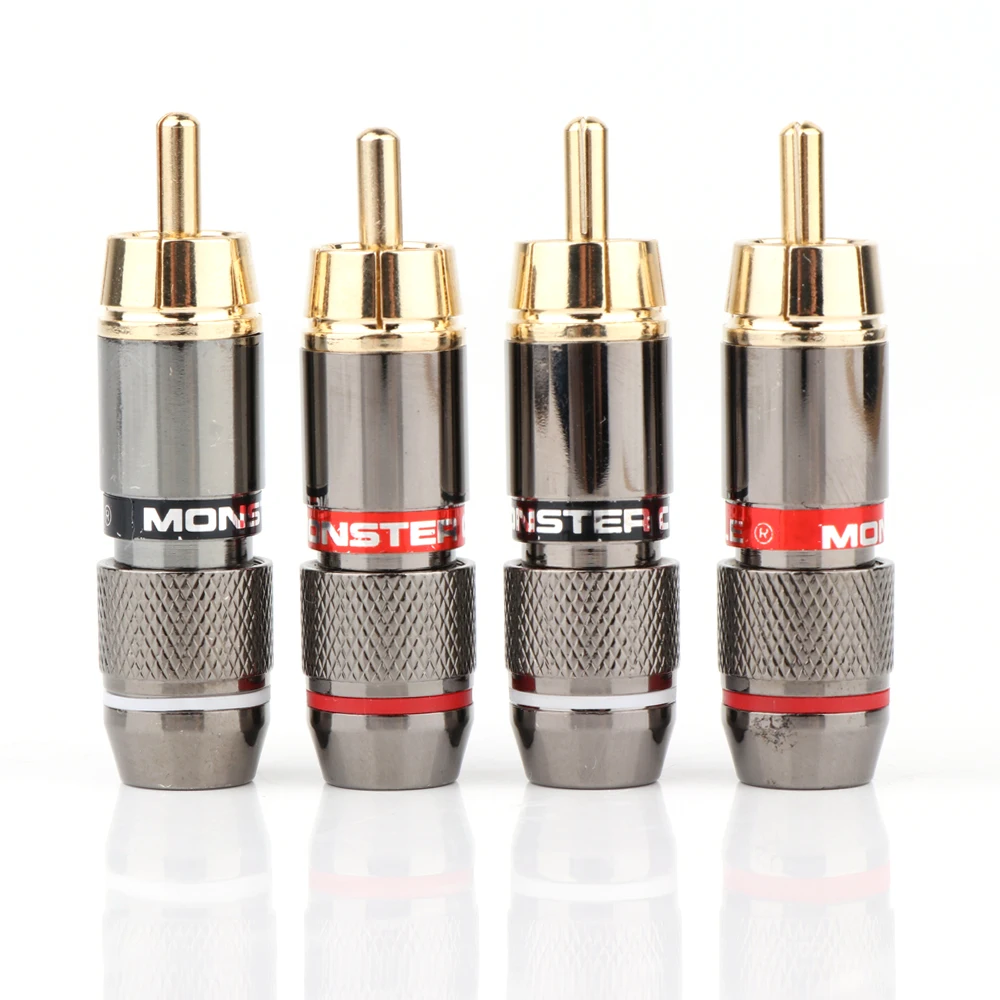 Hifi 4 шт. RCA разъем позолоченный 6 мм штекер двойной самоблокирующийся Лотос провод