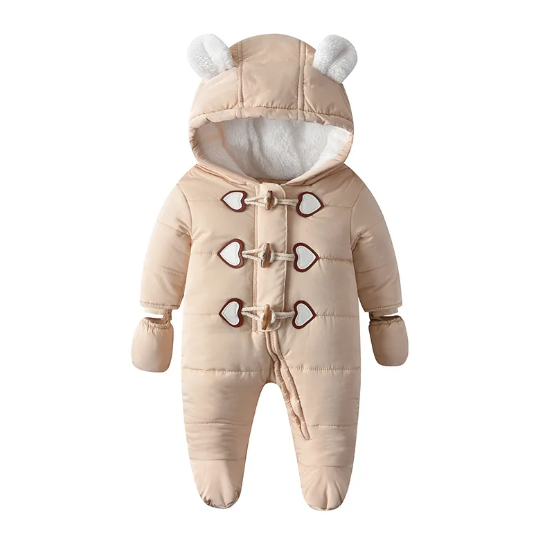 

2021 Newborn Baby Jumpsuit Hooded Winter Warm Baby Boys Girls Snowsuit Toddler Infant Overalls Playsuit Kids Child Cotton Romper