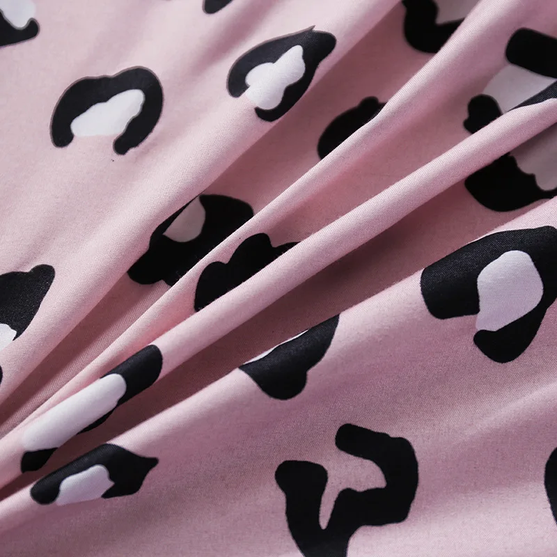 

Pink Leopard Print Home Bedding Sets Duvet Cover bed linen Pillowcase Flat Sheet King Queen Full 4pcs