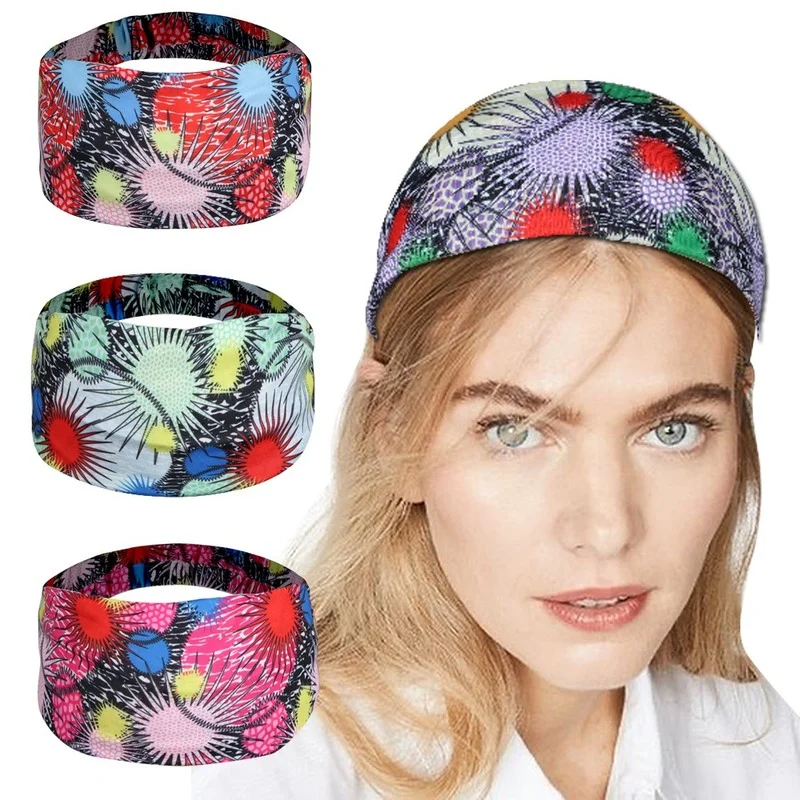 

Fashion Headbands New Contrast Geometric Printing Elastic Hair Band Custom Women's Sports Yoga Antiperspirant Scarf Hair Band230
