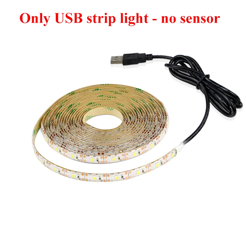 no sensor switch USB Ручной сканирующий датчик движения светодиодный светильник для шкафа белый/теплый белый 1 м-5 м кухонная лампа Светодиодная лента для спальни прикроватная лента - Цвет: no sensor switch