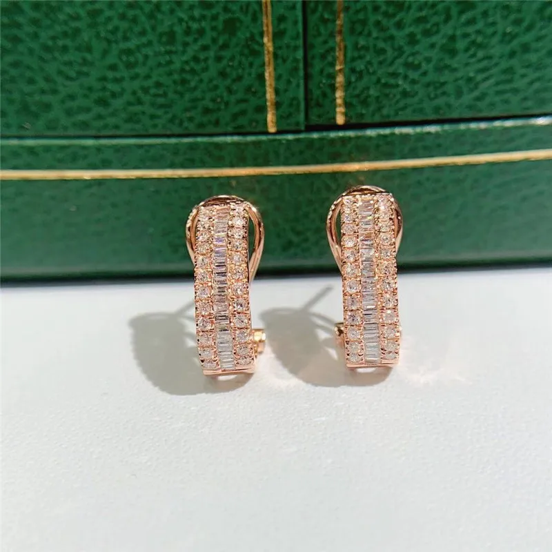 rose gold Ювелирные изделия 18 k золотые бриллиантовые серьги 0.5CT для женщин - Цвет камня: rose gold