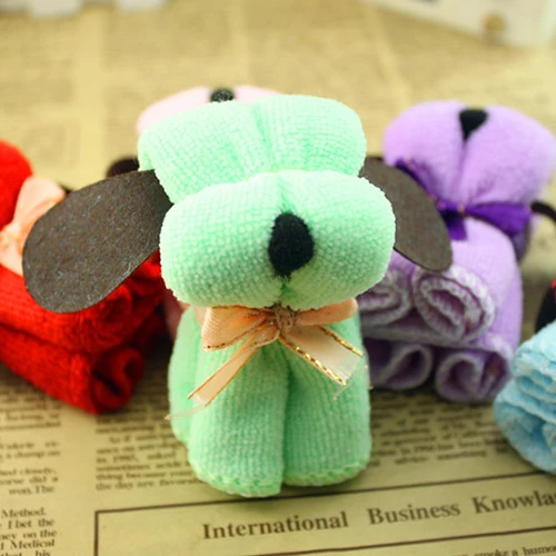 

Cute Dog Cake Shape Towel Soft Breathable Cotton Washcloth Wedding Gifts Present