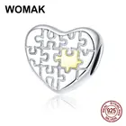 Женский кулон-пазл из серебра 925 пробы с бусинами в форме сердца