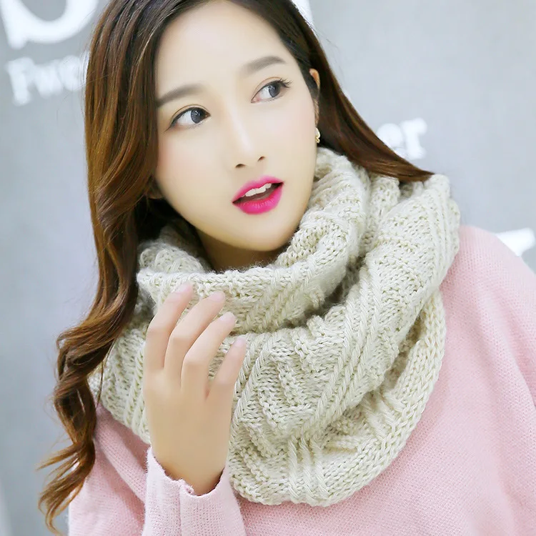 Шарф-кольцо женский хлопок вязаный зимний мягкий кашемировый круглый |