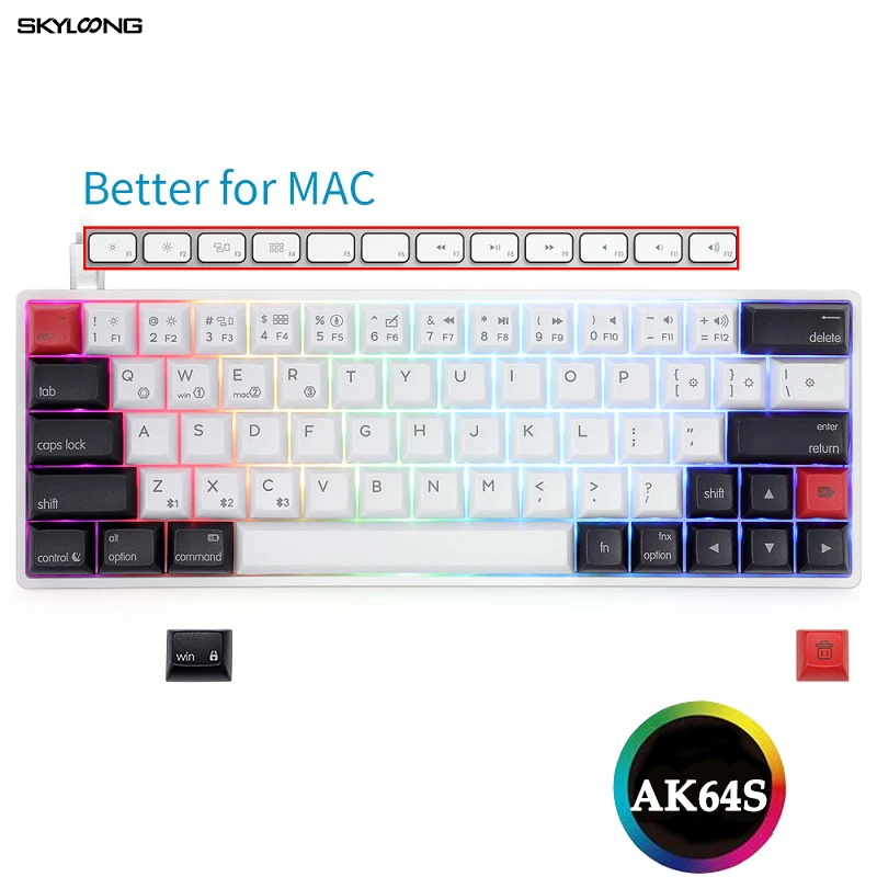 

Игровая механическая клавиатура SKYLOONG AK64S, беспроводная клавиатура с RGB-подсветкой, подходит для ПК, настольных ноутбуков, планшетов, PBT, клав...