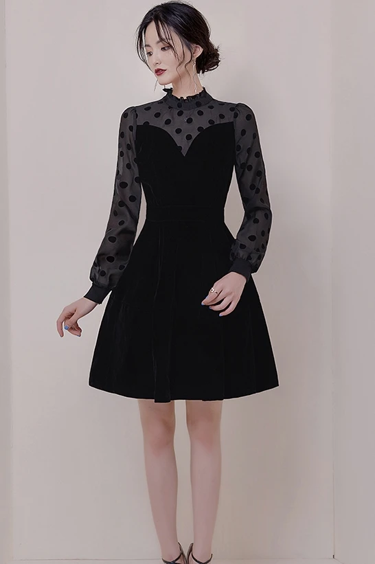 

COIGARSAM Polka Dot Women dress New Spring Dresses Black 348