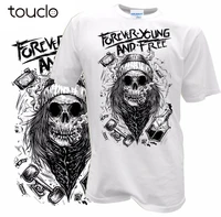 summer fashion teen o neck t shirt forever young and free skull biker retro tattoo hipster photo t shirts white style