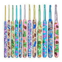 12 pcs colorful ceramic handle crochet hooks knitting needles set alumina punch needlework weave sewing accessories handmade too
