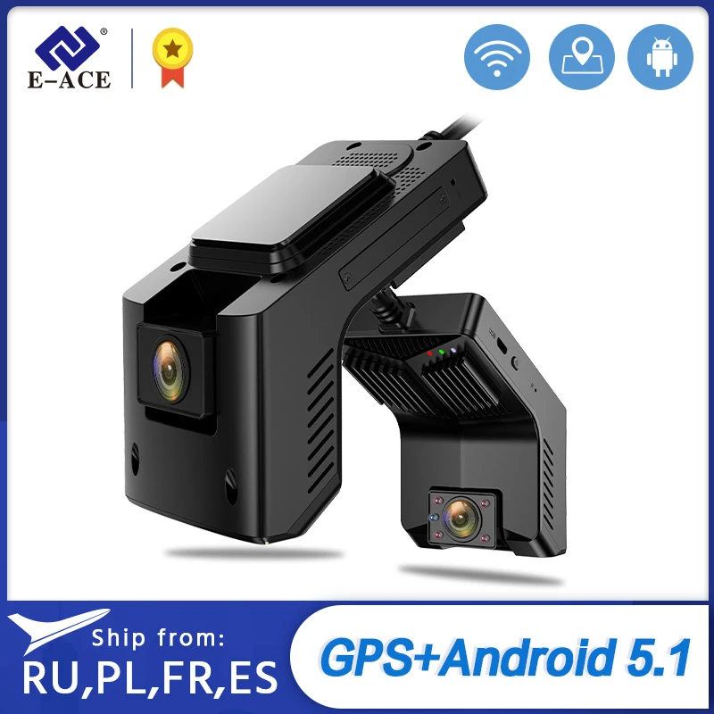 E ACE D12 4G Android автомобильный видеорегистратор WiFi GPS отслеживание двойной объектив