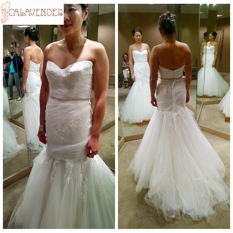 

Женское свадебное платье с юбкой-годе, белое кружевное плиссированное платье без рукавов со шлейфом