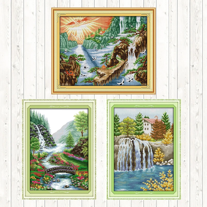 Вышивка река Мост ручной работы вышивка крестом посылка наборы для домашнего