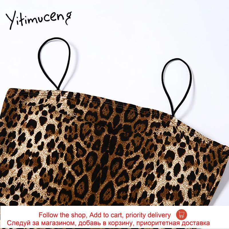 

Yitimuceng Leopard Dresses Women Sleeveless Knee-Length Sexy Backless Pencil Dress Summer 2021 Fashion Streetwear Pullover New