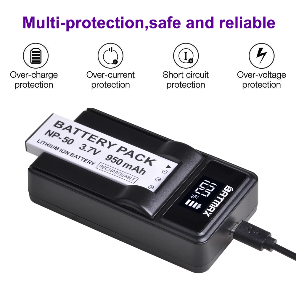 Аккумулятор 950 мА · ч NP-50 CNP50 NP 50 аккумулятор + зарядное устройство USB со