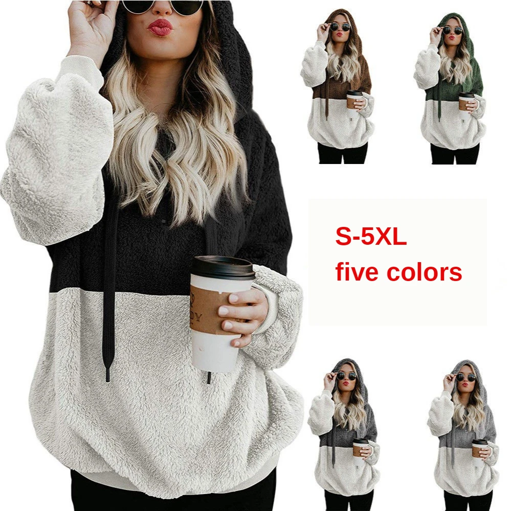 

Hoodie Women Mosaic Color Hooded Sweater Long Sleeve Women Loose Sweater Jacket 2020 Fall Winter Women Hoodies Oversized S-5XL