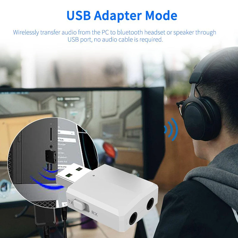 VAORLO беспроводной Bluetooth 5 0 приемник аудио передатчик USB адаптер с низкой задержкой