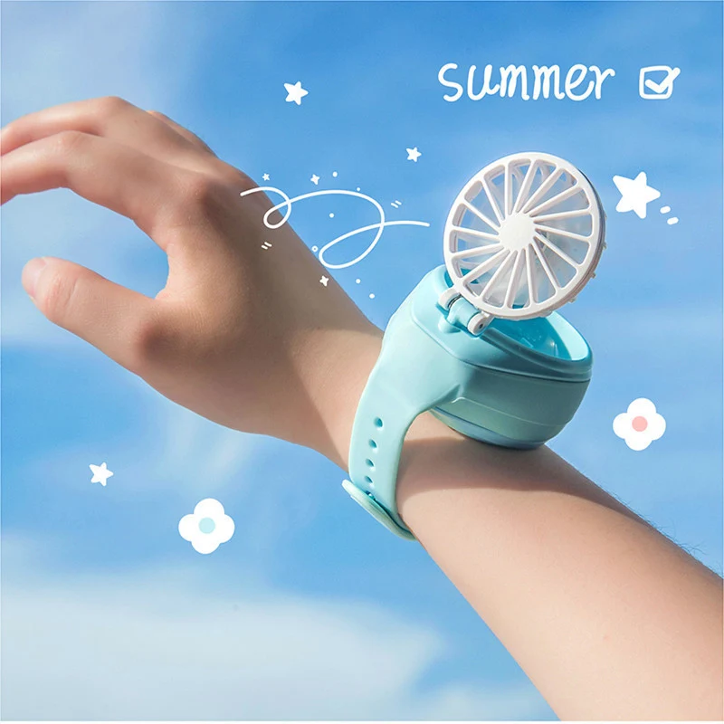 

Portable USB Fan Watch Mini Fan Handheld Ventilator Rechargeable Cute Wrist Air Cooling Fans Kids Children Gift Outdoor Sports