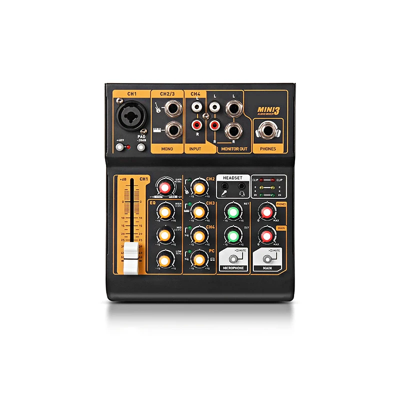Мини Портативный 4 канала USB Микшер Live Studio аудио микшерный пульт DJ звук DC 48 В усилитель для караоке KTV матч вечерние музыка