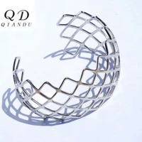 qian du irregular stainless steel square cuff bracelet female fashion jewelry adjustable opening silver stainless steel bracelet