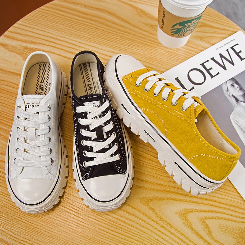 Модные женские кроссовки Повседневная обувь женская парусиновая на шнуровке для